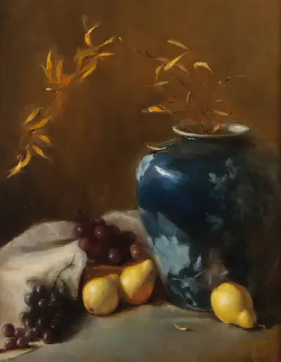Blue Vase with Fruit